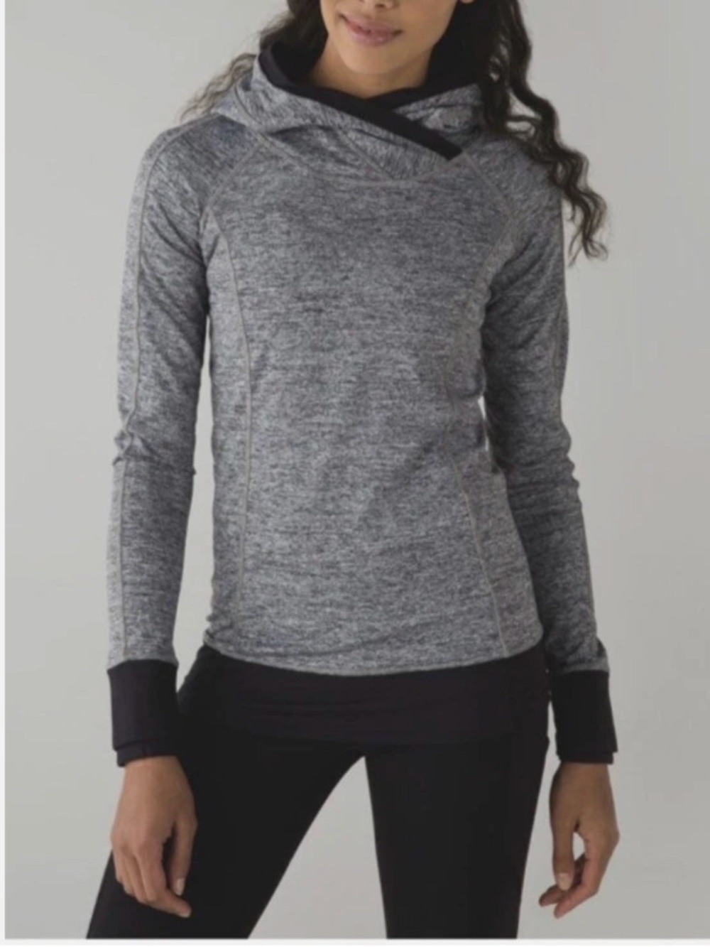 LULULEMON Think Fast Hoodie Space Pullover - Gray Black - Size 8